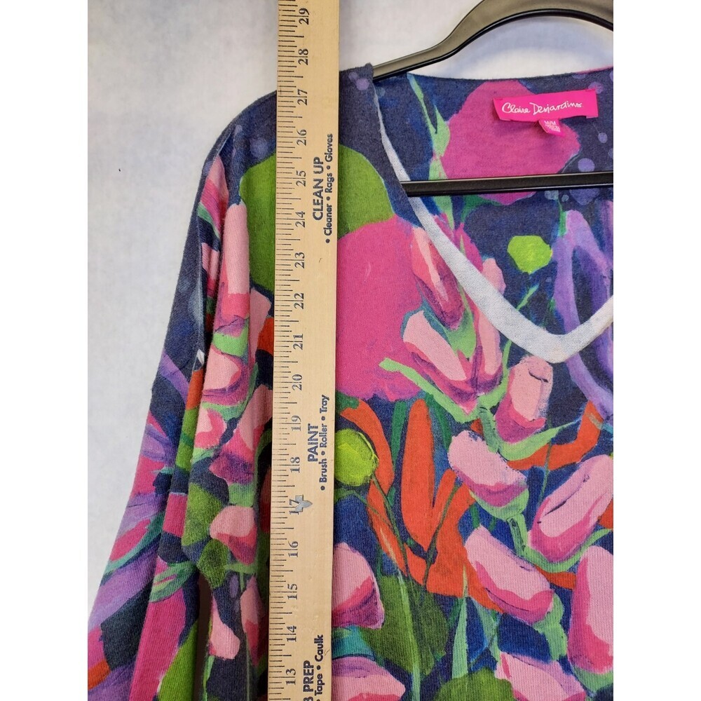 Claire Desjardins Tunic Top Women's M V-Neck Floral Abstract Garden Artsy Boho - Picture 14 of 16